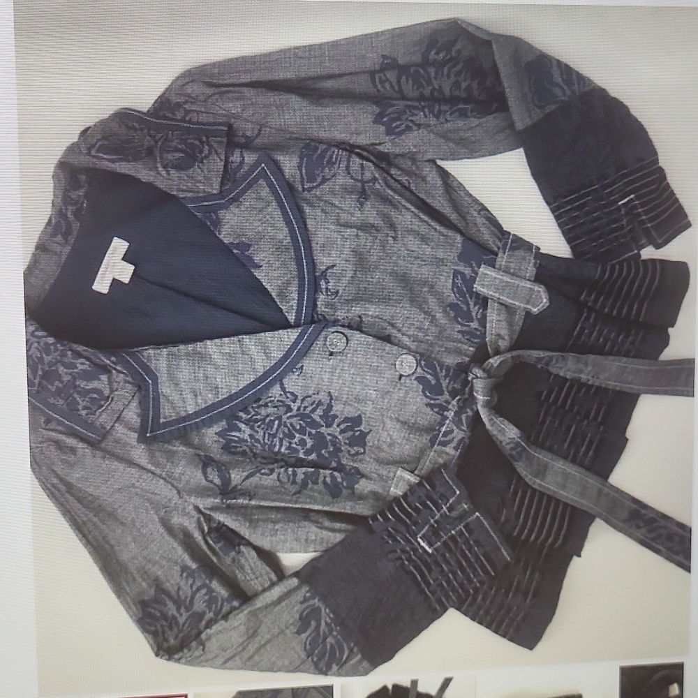 Coldwater Creek Gray and Blue Floral Jacket Sz 14